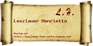 Leszlauer Henrietta névjegykártya